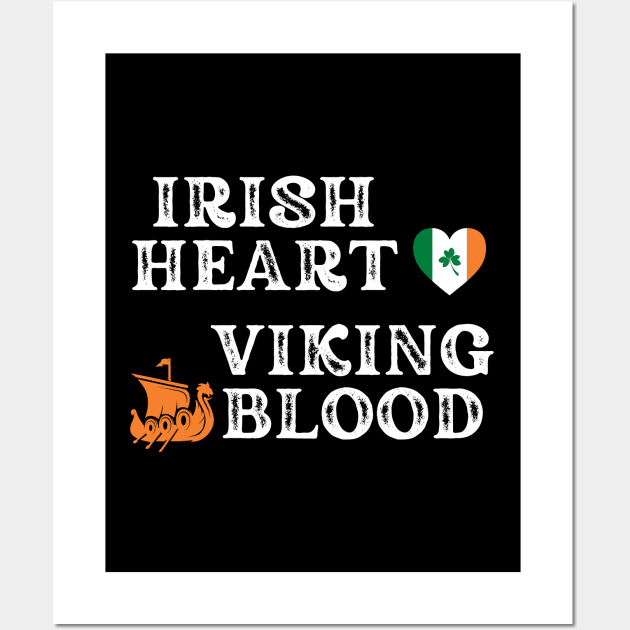 Irish Heart Viking Blood. Ideas for gifts for historical enthusiasts. Gifts are available on t-shirts, stickers, mugs, and phone cases, among other things. Wall Art by Papilio Art